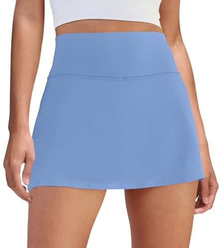 DLOODA Womens Skort Tennis Skirt with Pocket Shorts Mini Golf Skirts High Waisted Athletic Skorts Summer Workout Light Blue | Amazon (US)