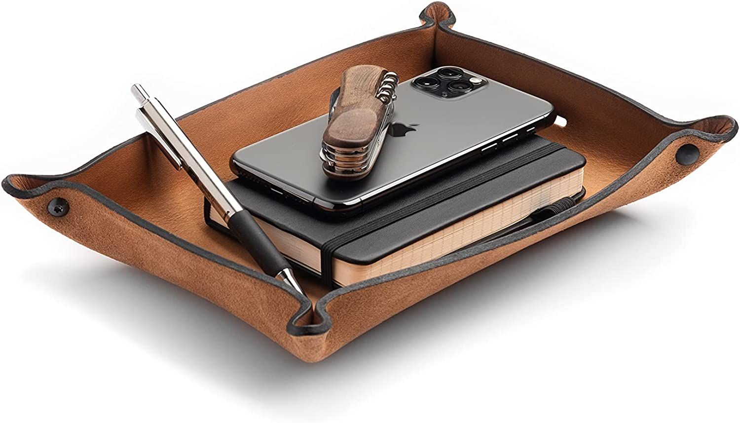 Leather Valet Tray For Men | Made in the USA | EDC Dump Tray for Keys, Phone, Wallet | Catch All ... | Amazon (US)