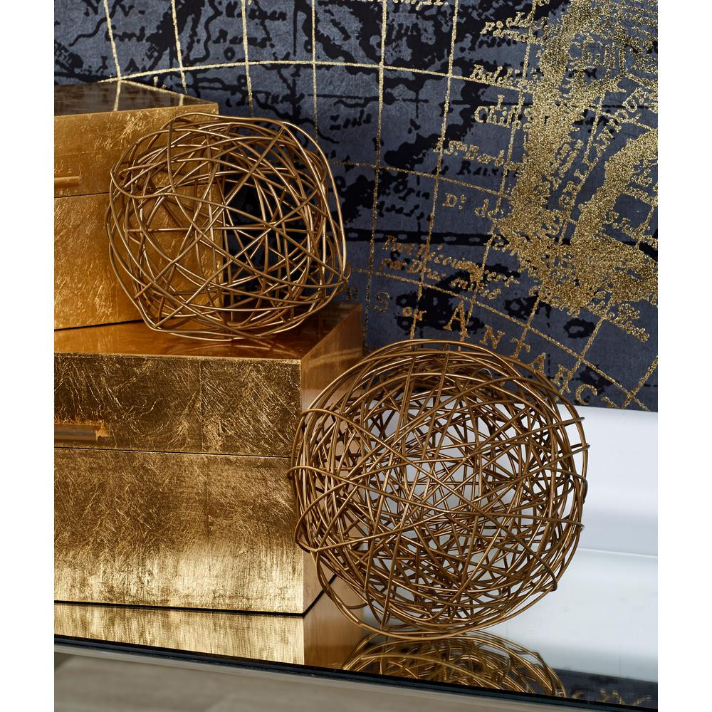 UMA ENTERPRISES, Round Iron Wire Decorative Orbs (Set of 2), Yellows / Golds | The Home Depot