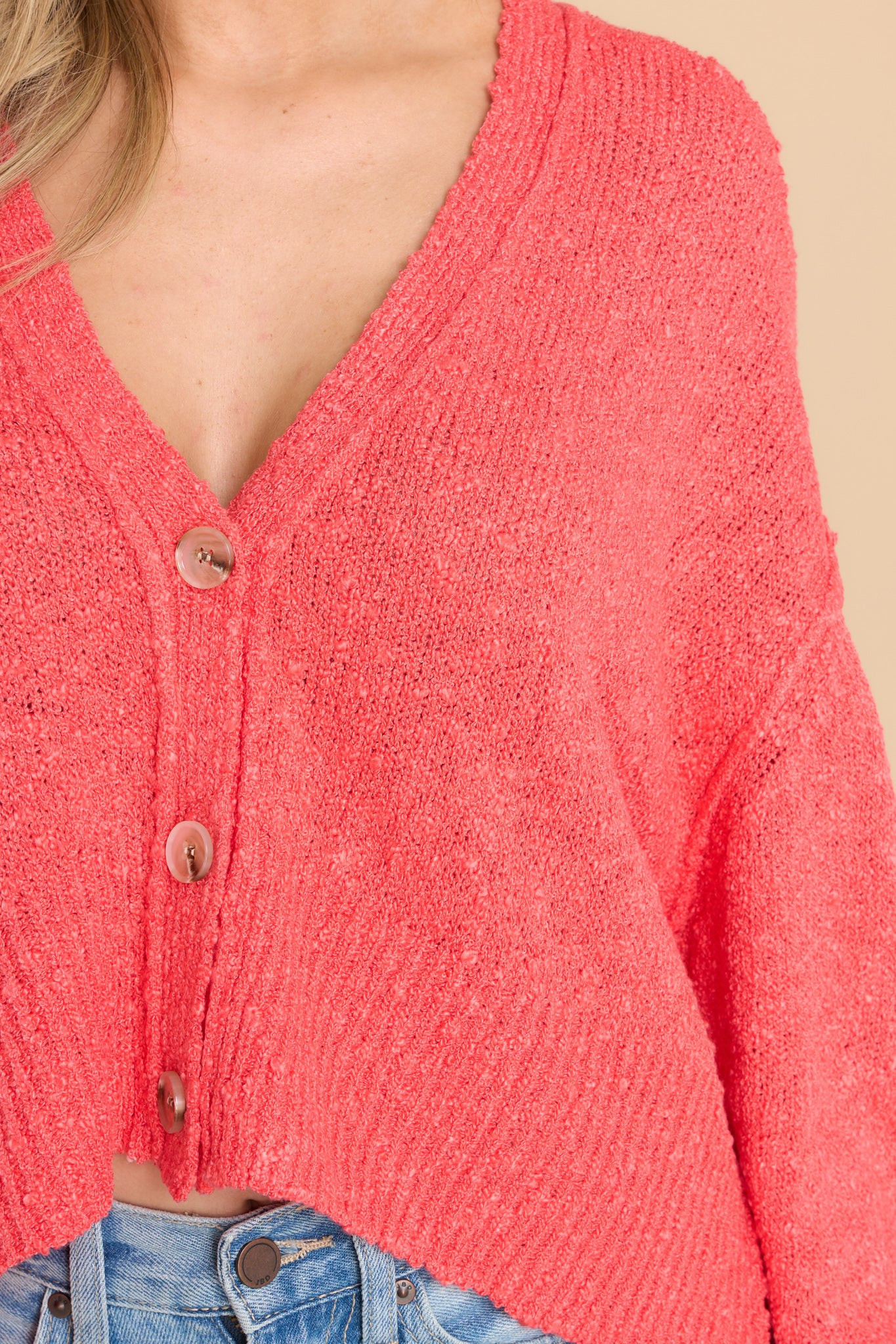 Perfectly Cozy Coral Cardigan | Red Dress 