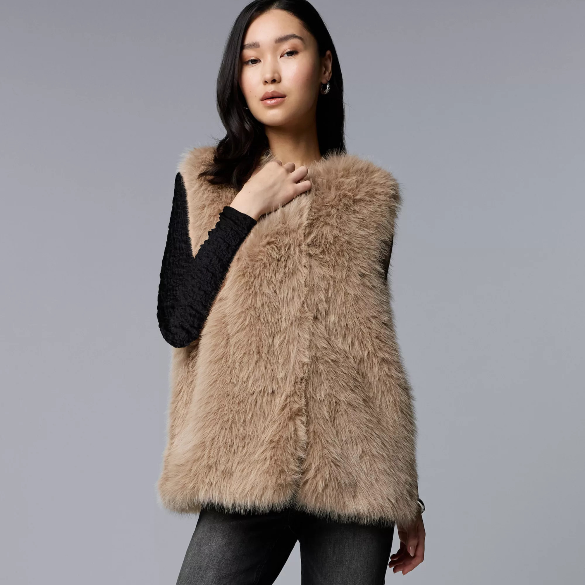 Women's Simply Vera Vera Wang Faux Fur Vest | Kohl's