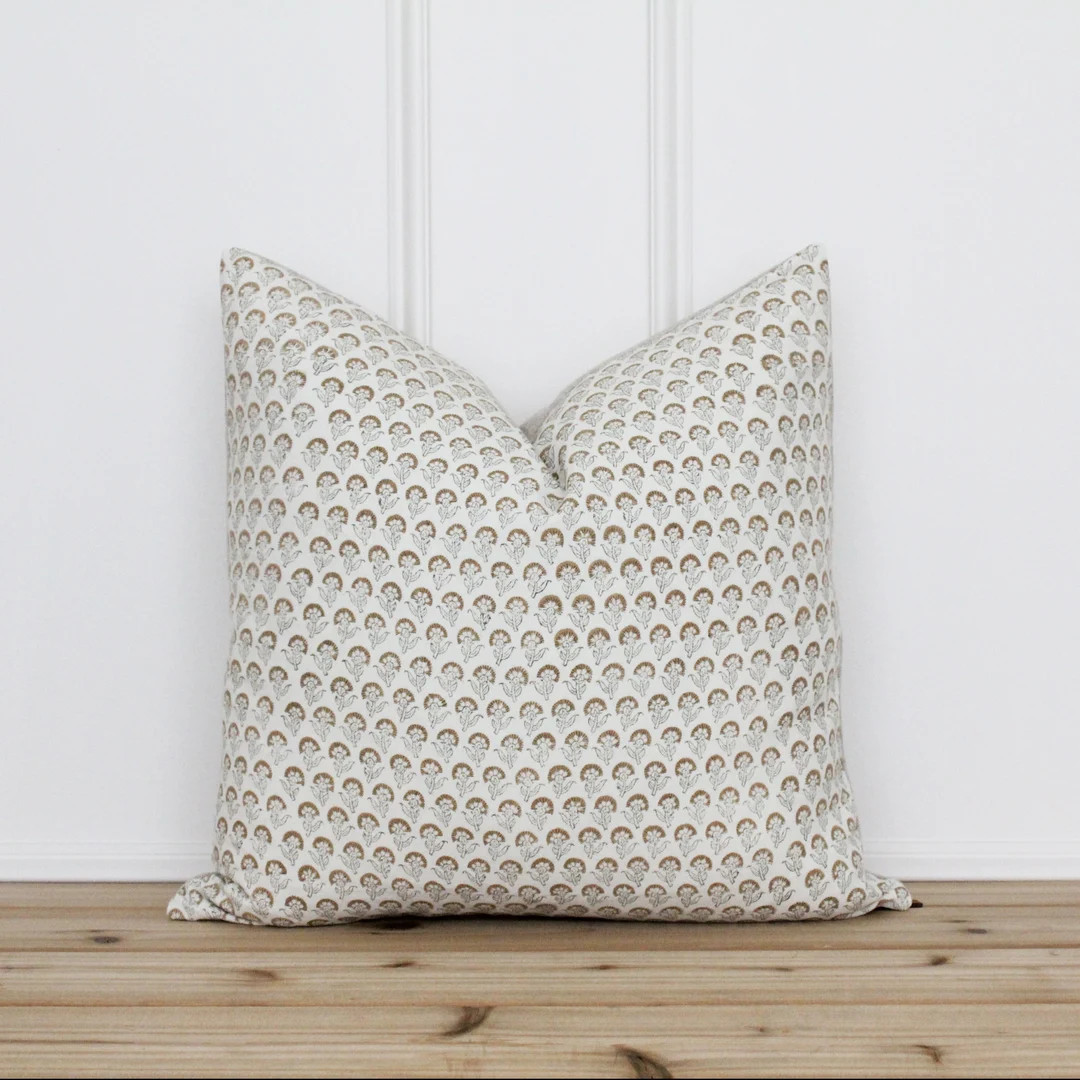 Hand Block Botanical Pillow Cover  Indian Floral Pillow Cover - Etsy | Etsy (US)