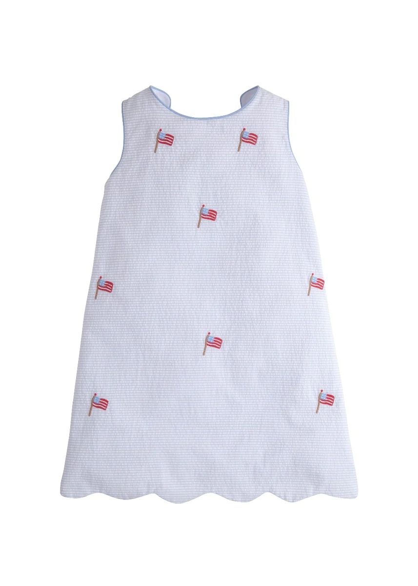 Embroidered Bow Back Dress - Flag | Little English