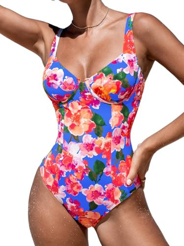 CUPSHE Women's One Piece Swimsuit Tummy Control Bathing Suit V Neck High Support Sculpting Swimwear, S | Amazon (US)