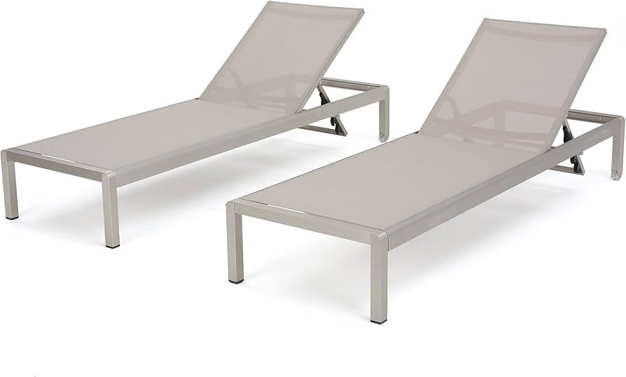 Christopher Knight Home Cape Coral Gray Outdoor Mesh Chaise Lounges, 2-Pcs Set, Gray | Amazon (US)