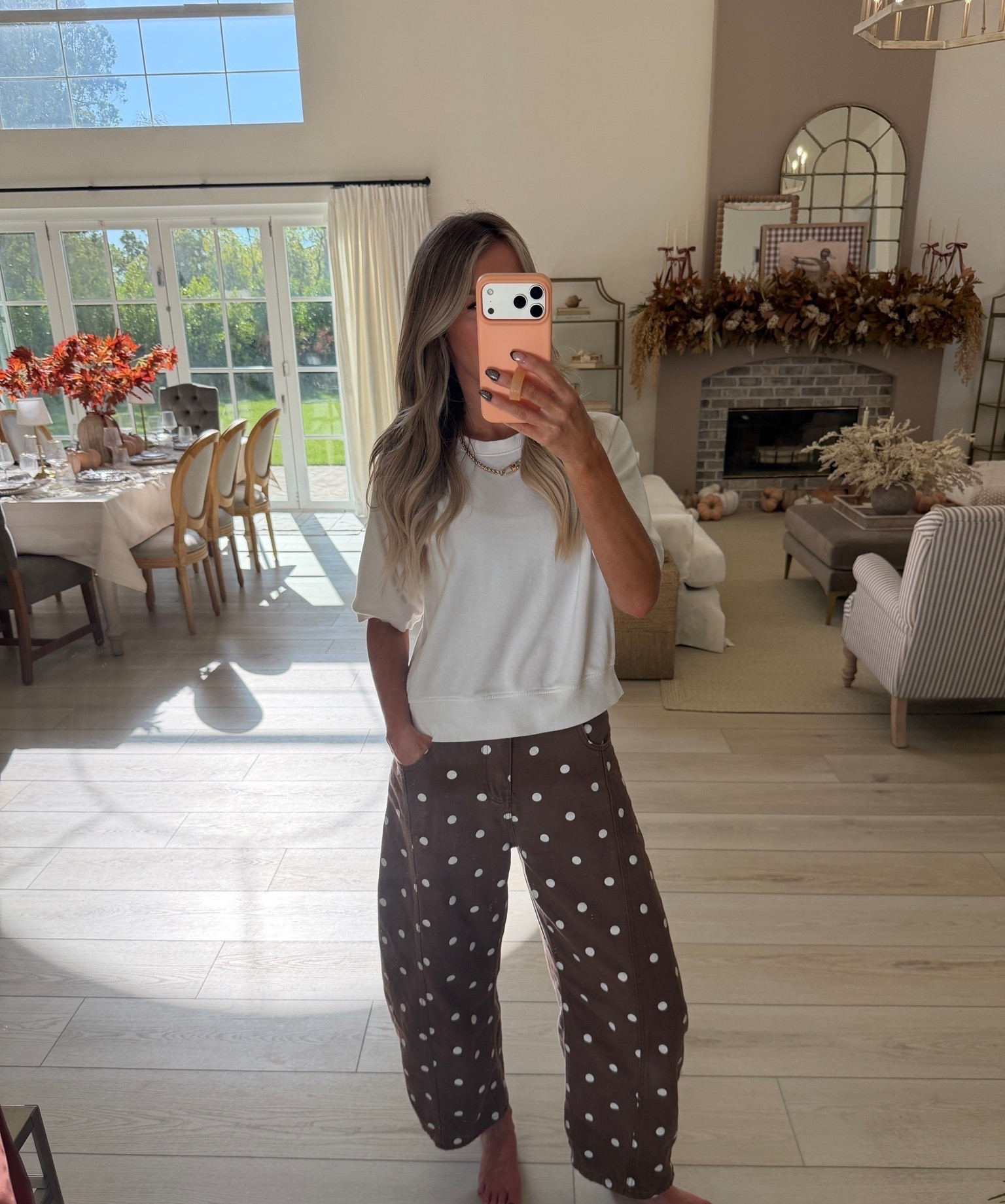 Fall outfit 
Polka dot barrel pants 
Barrel jeans 
Easy fall outfit

#LTKOver40 #LTKmomlife #LTKSeasonal
