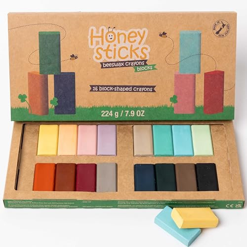 Honeysticks Block Crayons (16 Pack), Non Toxic Crayons for Kids, Toddlers, Made from Pure Beeswax and Food-Grade Colors, Long Lasting Jumbo Crayons for Drawing, Coloring, Preschool Art Supplies | Amazon (US)