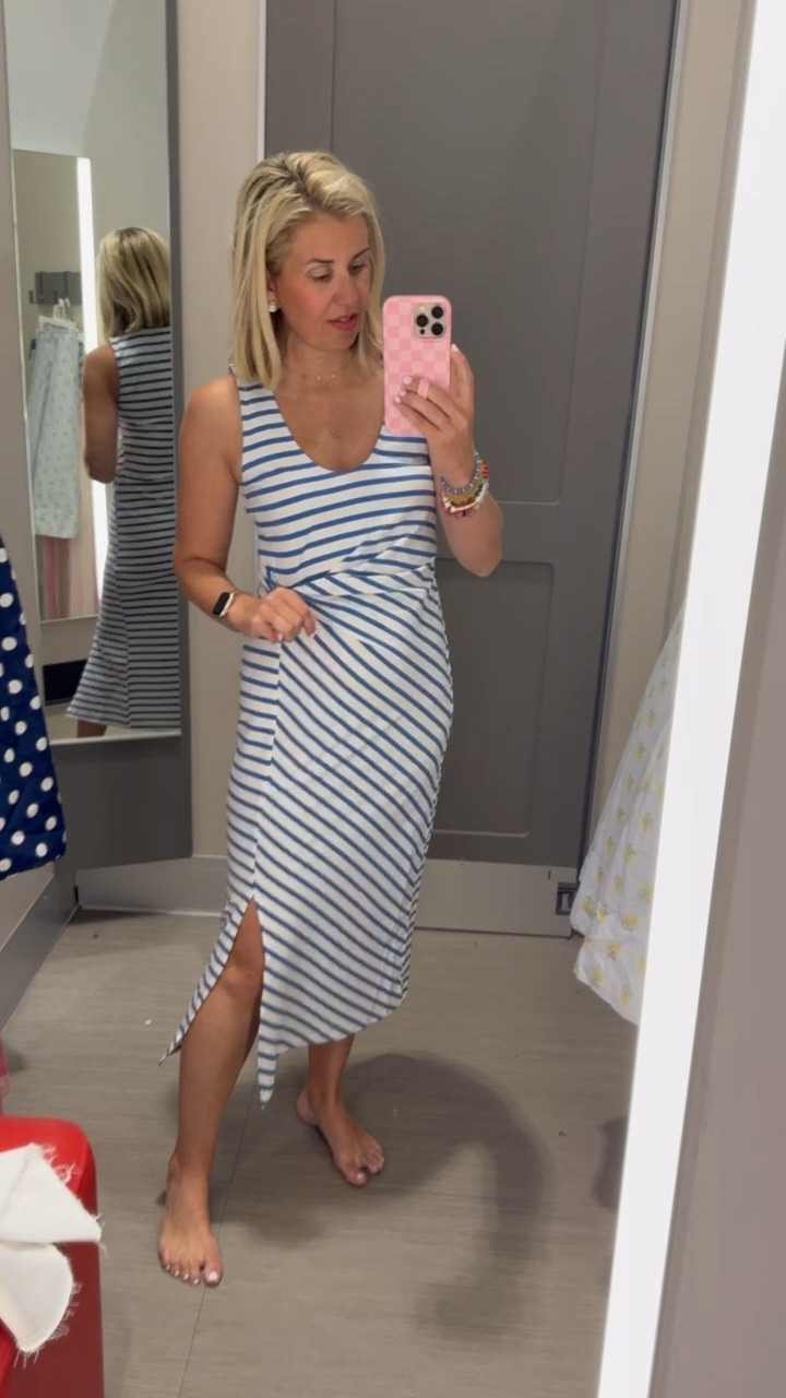 $18!!!!! Hello cuteness! Love the stripes going in different directions and the tie waist….so flattering. I’m in size small. 

 *Use my code SUMMER for 30% off my bracelets 
 *Use code Mixandmatchmadness at Loopy

#LTKmomlife #LTKSeasonal #LTKdayinmylife