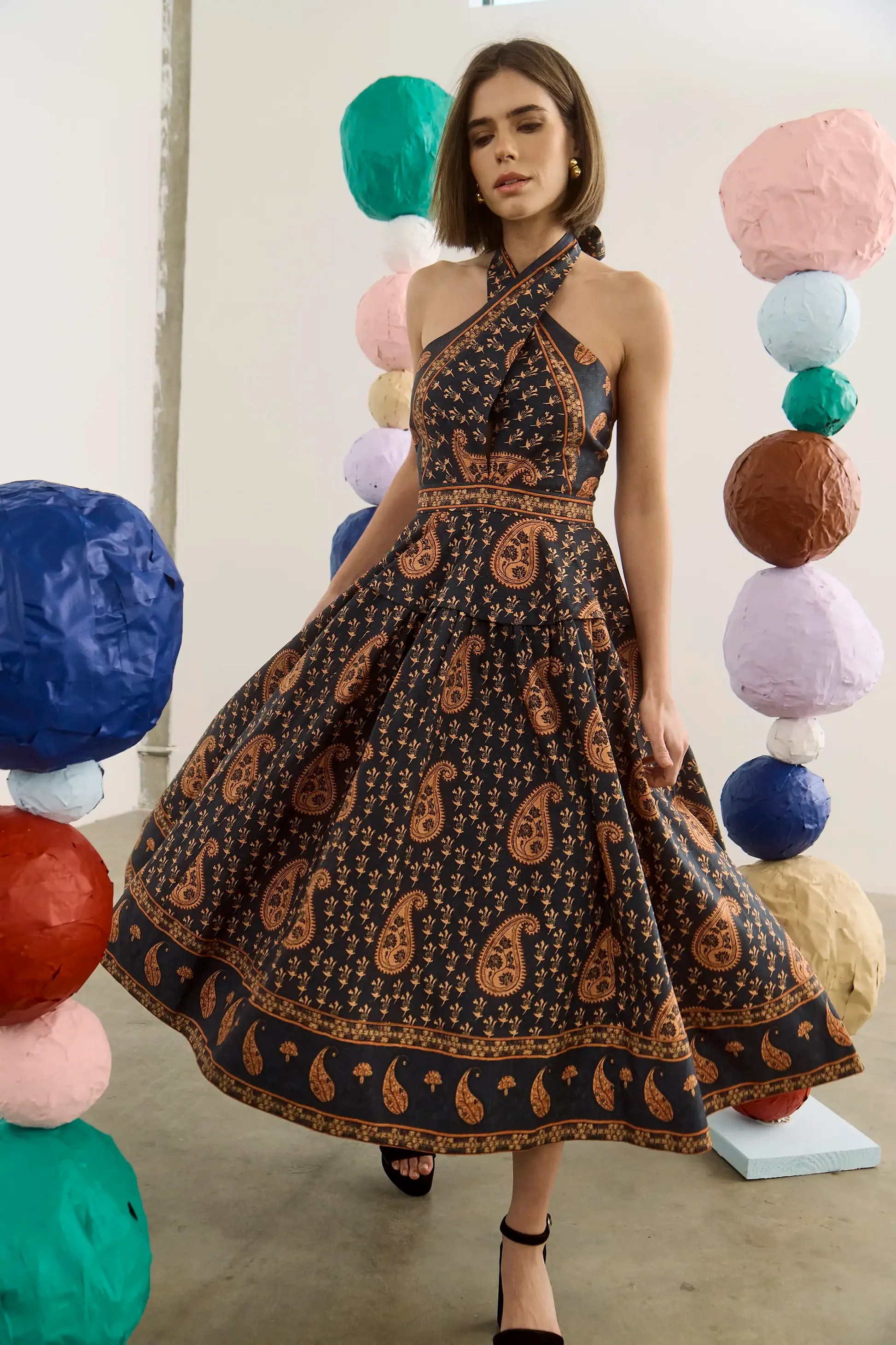 Bellamy Dress | Paisley Crossover Halter Dress | Hunter Bell | Hunter Bell
