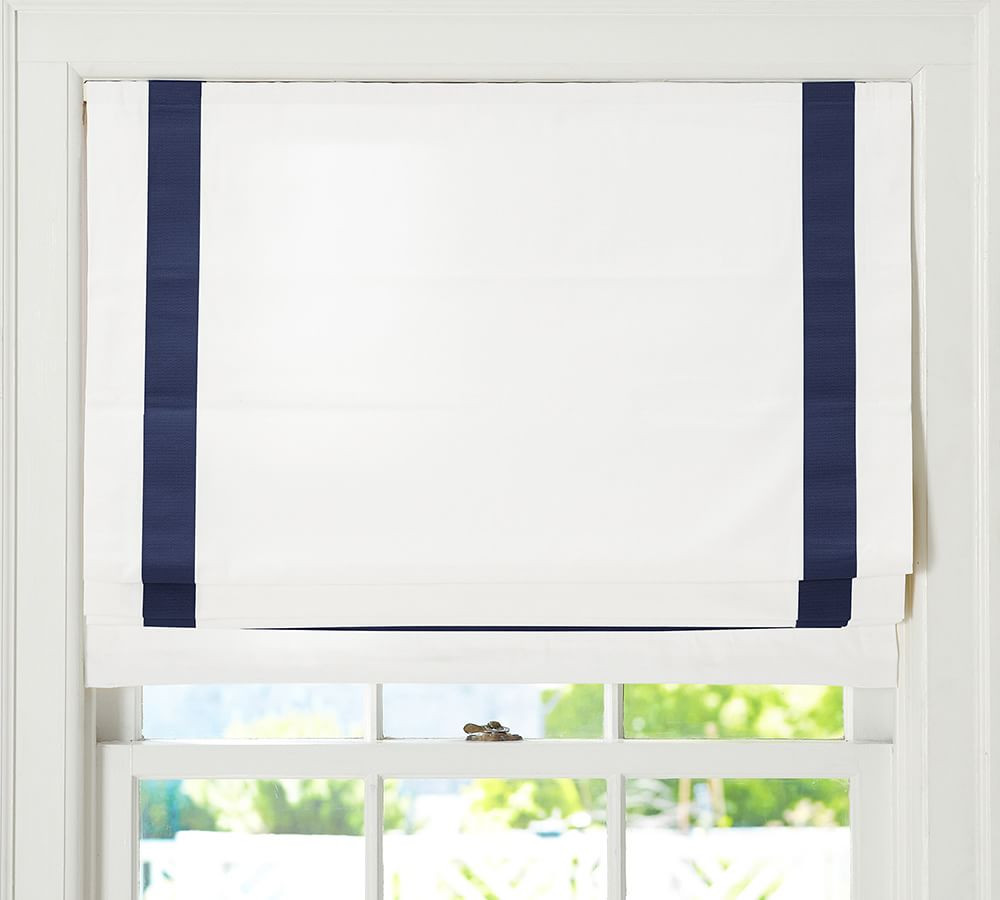 Grosgrain Ribbon Cordless Roman Blackout Shade | Pottery Barn (US)