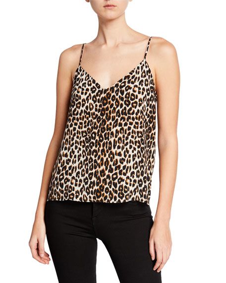 Equipment Layla Leopard-Print Spaghetti-Strap Silk Cami | Neiman Marcus