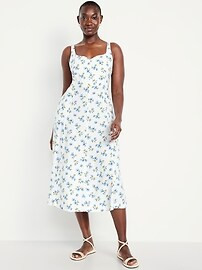 Fit & Flare Sleeveless Linen-Blend Midi Dress | Old Navy | Old Navy (US)