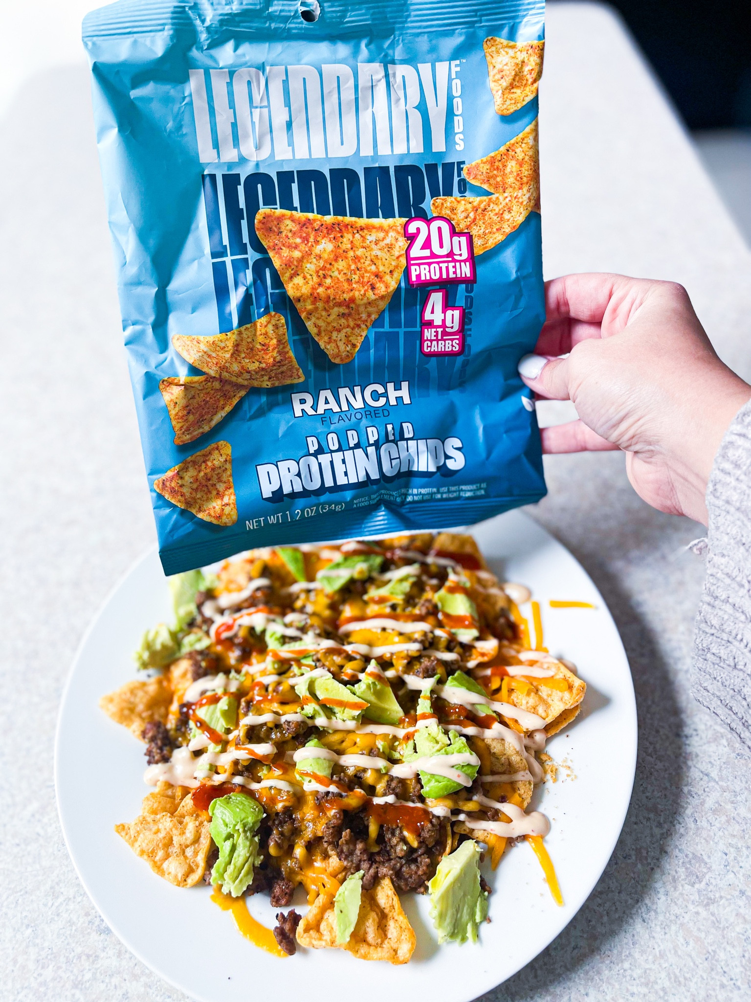 I used these protein chips for my beef nachos today and they were PHENOMENAL! Highly recommend trying these if you are trying to up your protein in your diet! This whole plate of nachos was 560 calories and 52g of protein! #nachos #proteinchips #protein #highprotein #weightloss #weightlossfriendly #macrosfriendly #macros 

#LTKHome #LTKFitness #LTKFindsUnder50