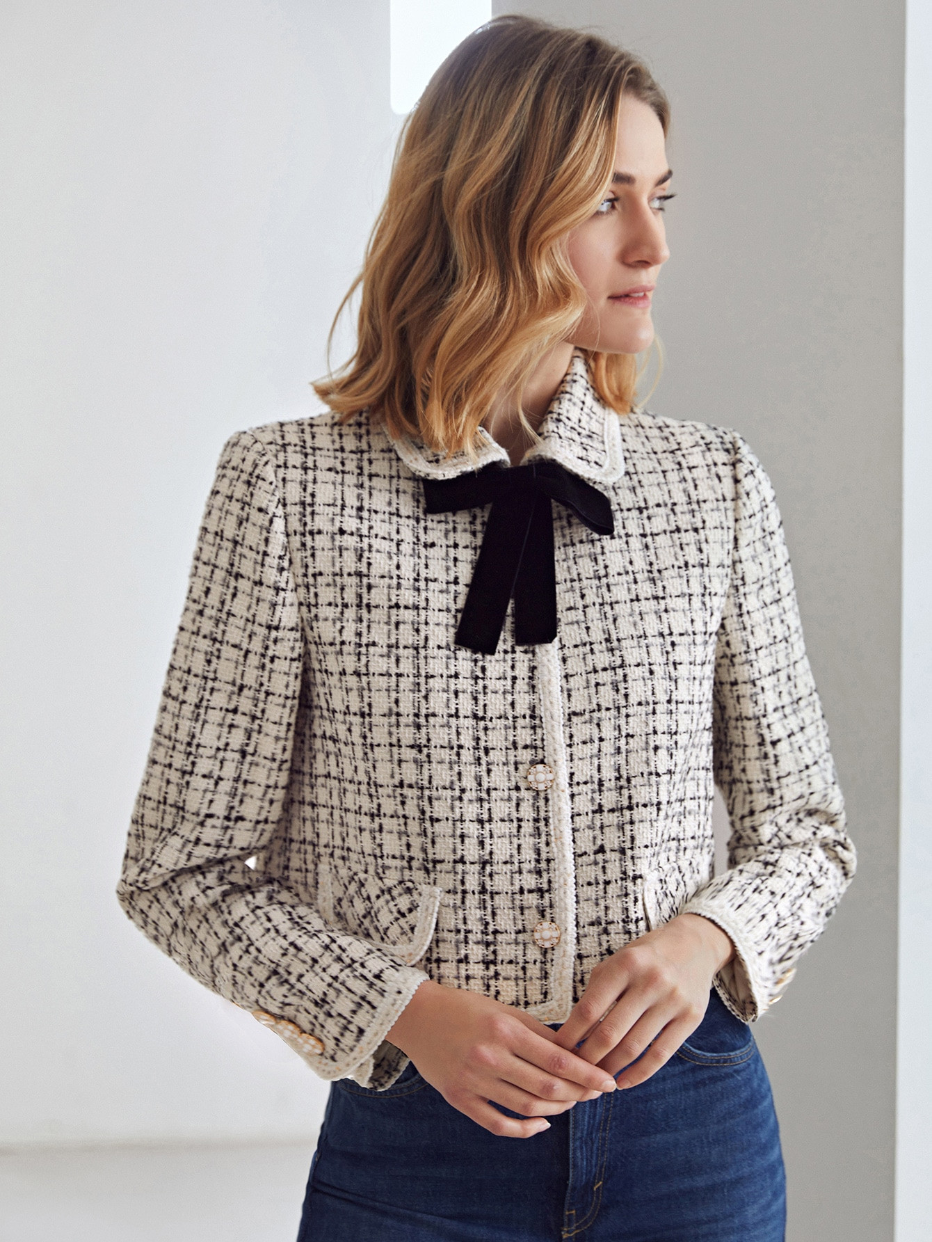MOTF PREMIUM TWEED BOXY TIE OVERCOAT | SHEIN