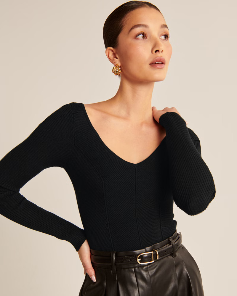 Women's Corset V-Neck Sweater Bodysuit | Women's Tops | Abercrombie.com | Abercrombie & Fitch (US)