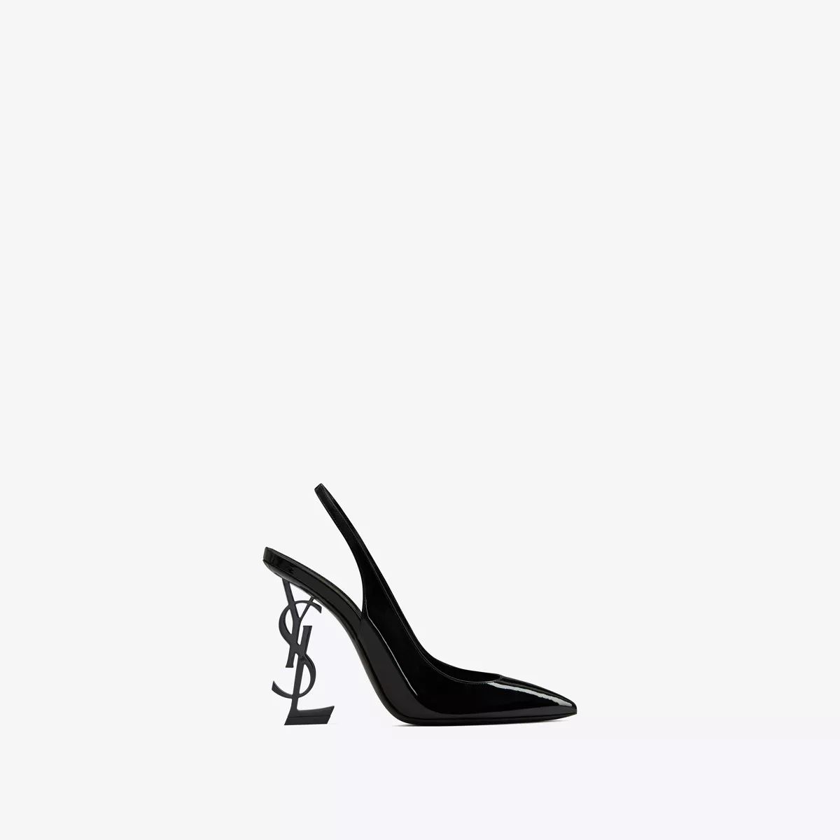 Opyum Slingback Pumps In Patent Leather With Black Heel Black 8 | Saint Laurent Inc. (Global)