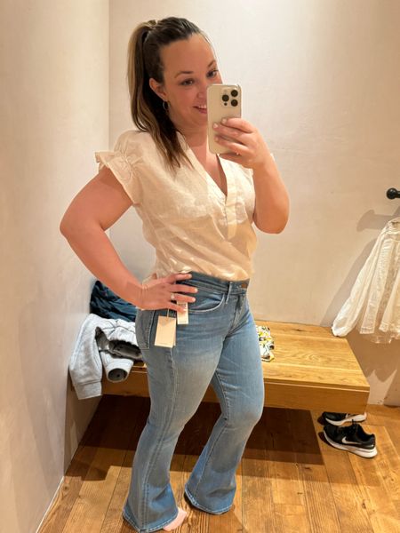 Spring outfit Easter Anthropologie spring sale white linen top mother flare jeans girls day

Love the detail on these sleeves and these jeans are the most comfortable!
Don’t forget to use ANTHRO20 at checkout for 20% off your $100 purchase! 😘

#LTKmidsize #LTKstyletip #LTKSpringSale