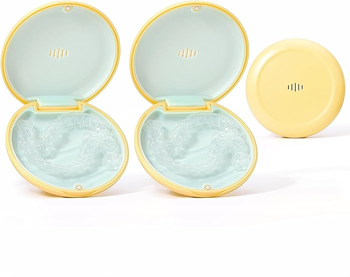 2 Pack Retainer Case Ultra-slim Aligner Case with Vent Holes Removable Inner Tray Silicone for Ea... | Amazon (US)