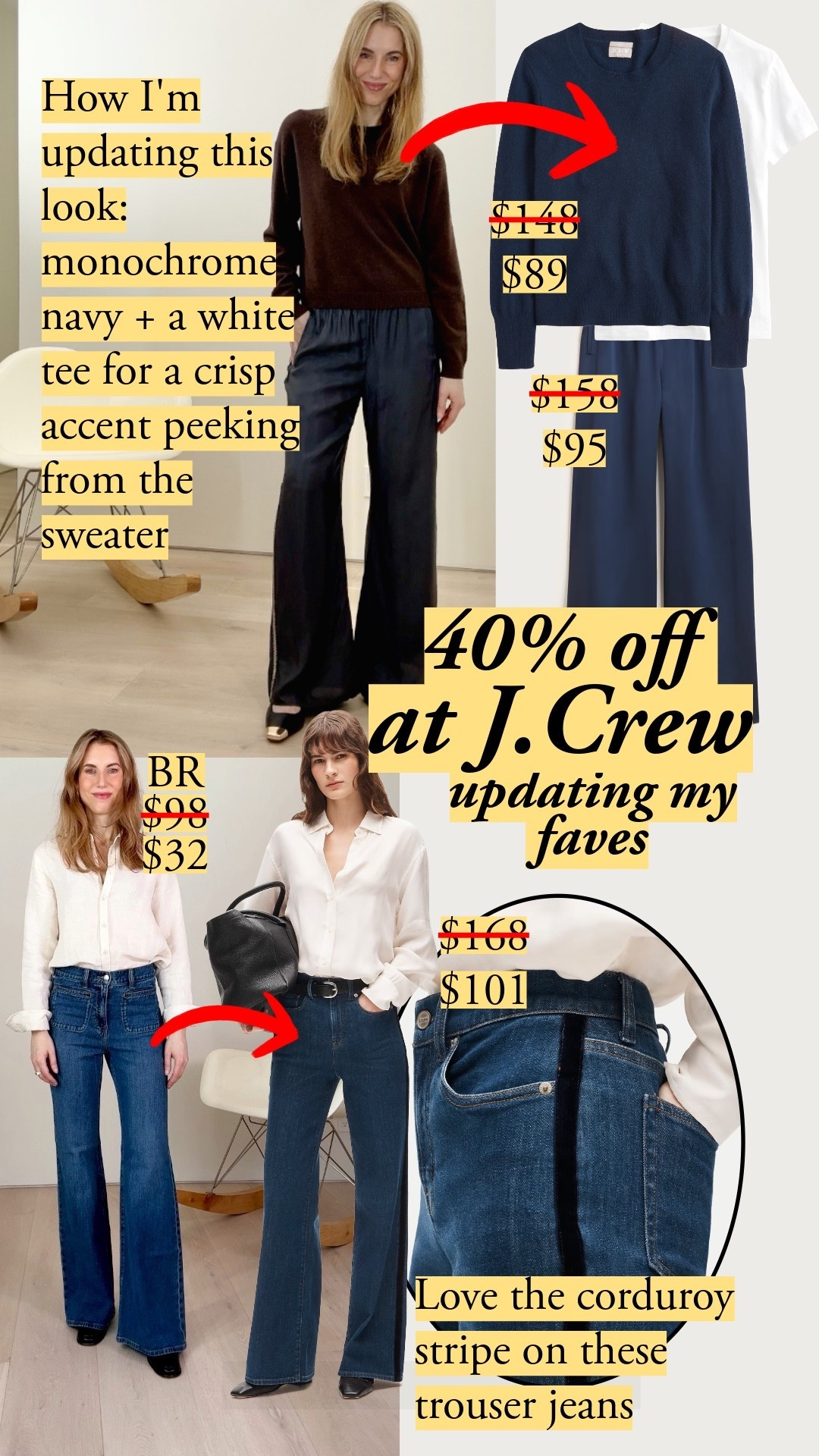 Size down in the Cosmo pants: I wear size 26 in jeans, and the XS fits me. The S is too big. Sweater is TTS (I'm in a small). My jeans are OOS, but the new version has a rich corduroy tuxedo-style stripe - love. I

#LTKootd #LTKSeasonal #LTKSaleAlert