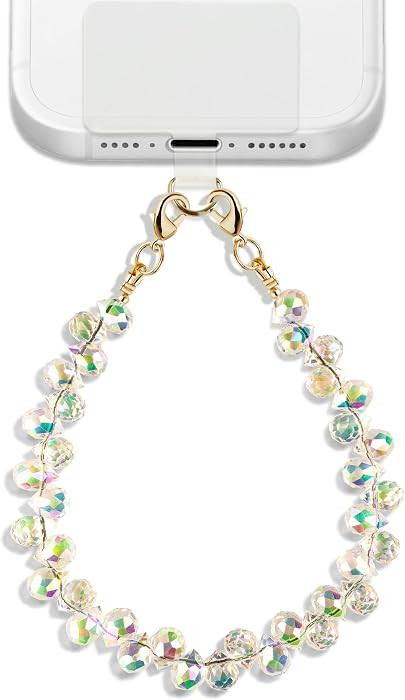 Natural Stone Beaded Phone Wrist Strap for Women, 304 Steel Core | Amazon (US)