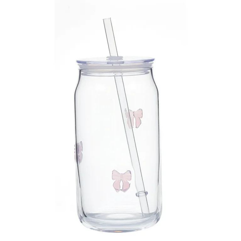 Mainstays Bow Charm Glass Can Sipper | Walmart (US)