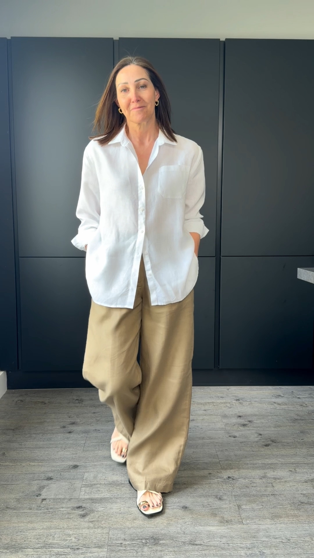 A simple white linen shirt outfit. These trousers are new to me and I’m already wearing them a lot.  A gorgeous colour and so comfy. Simple flat sandals and a big basket to add more summer feels. Trousers 38

#LTKstyletip #LTKuk #LTKspring