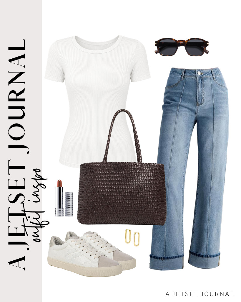 You can wear a white ANRABESS ribbed knit top plus Sidefeel cuffed jeans, too! It is easy to style with Dr. Scholl’s Offline sneakers and SOJOS polarized sunnies. The Madewell leather tote complements this look!

#LTKSeasonal #LTKSaleAlert #LTKTravel
 

 