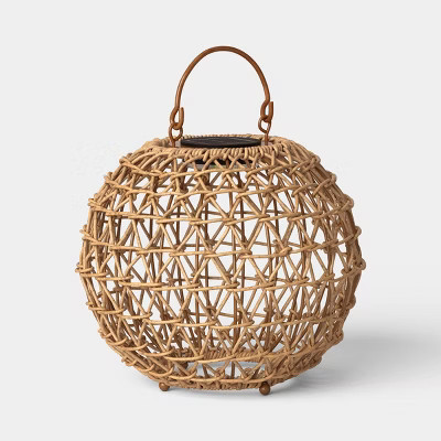 Open Weave LED Small Outdoor Lantern Beige - Threshold™ | Target