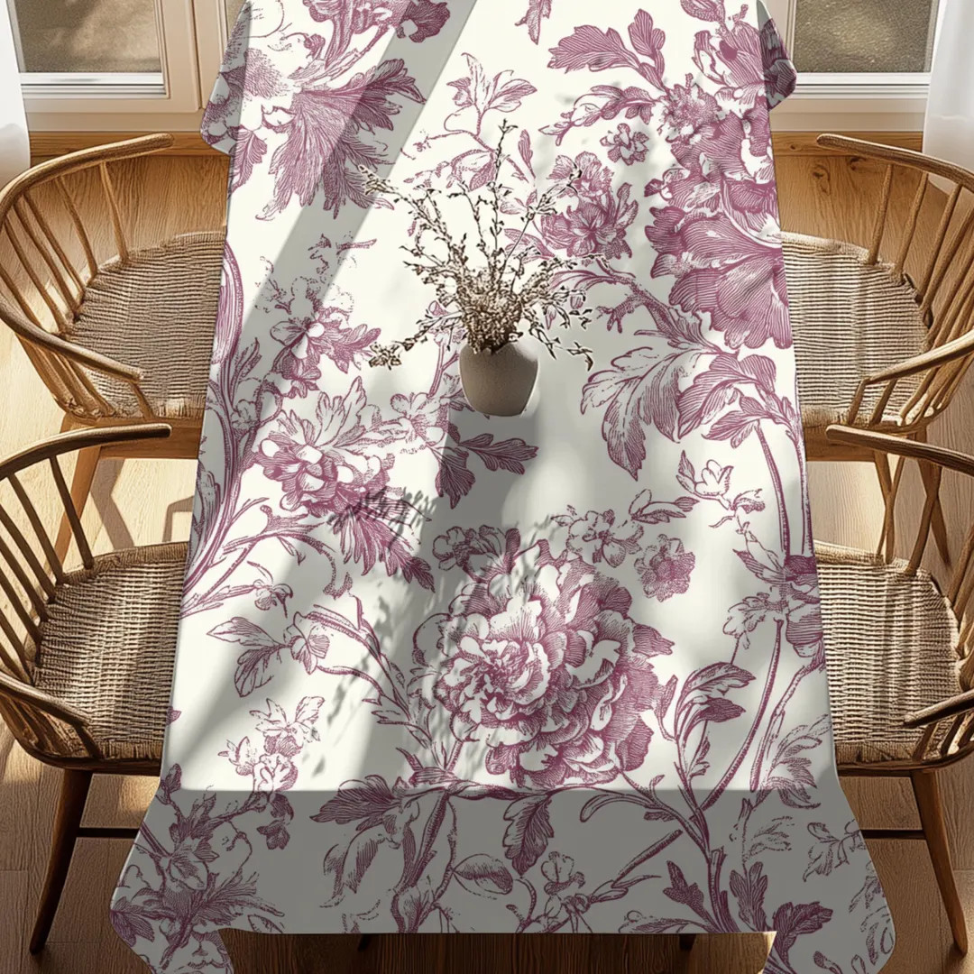 Burgundy Toile Tablecloth: French Country Cotton Blend Table Cover - Etsy | Etsy (US)