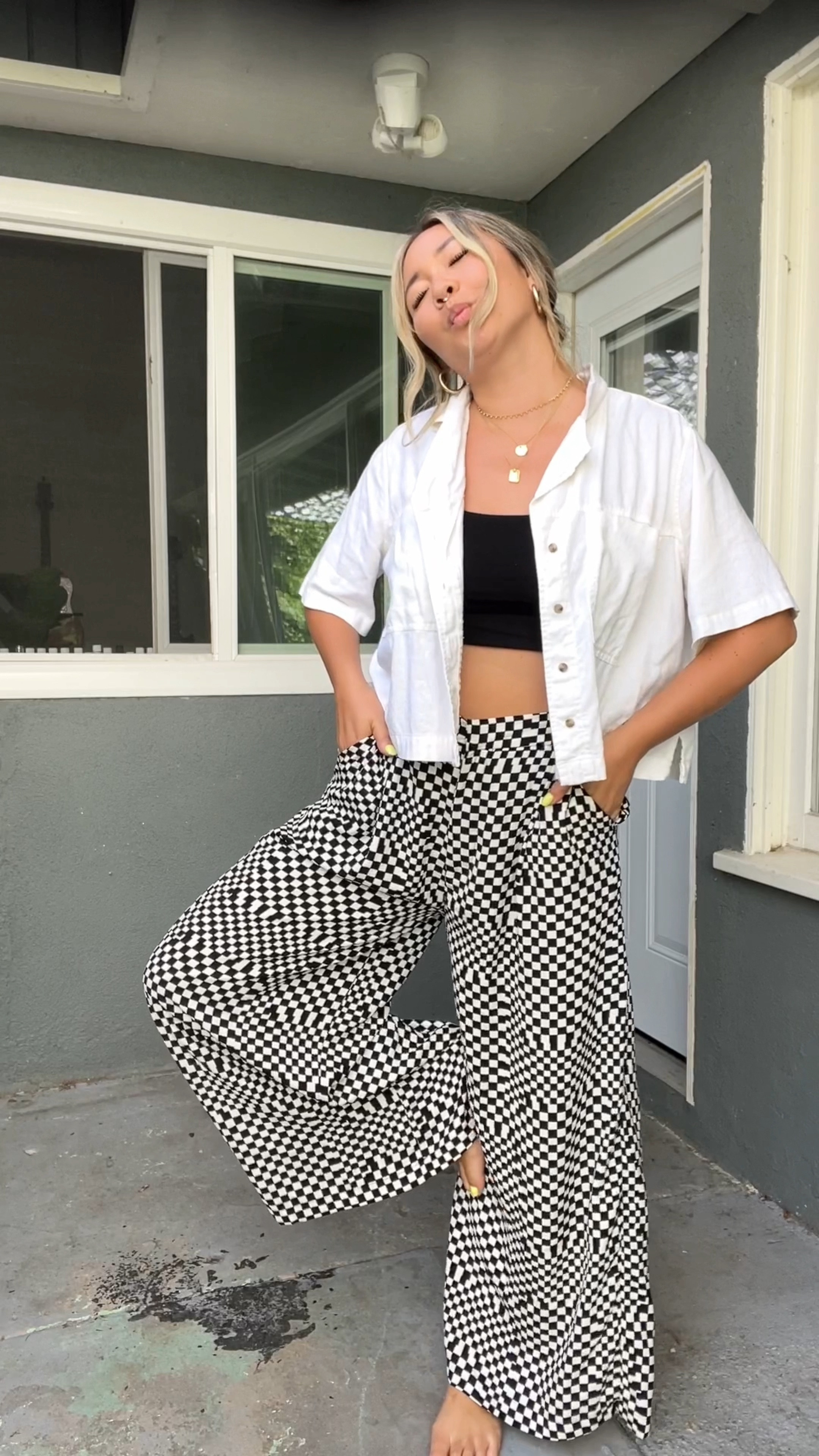 the perfect checkered flowy pants