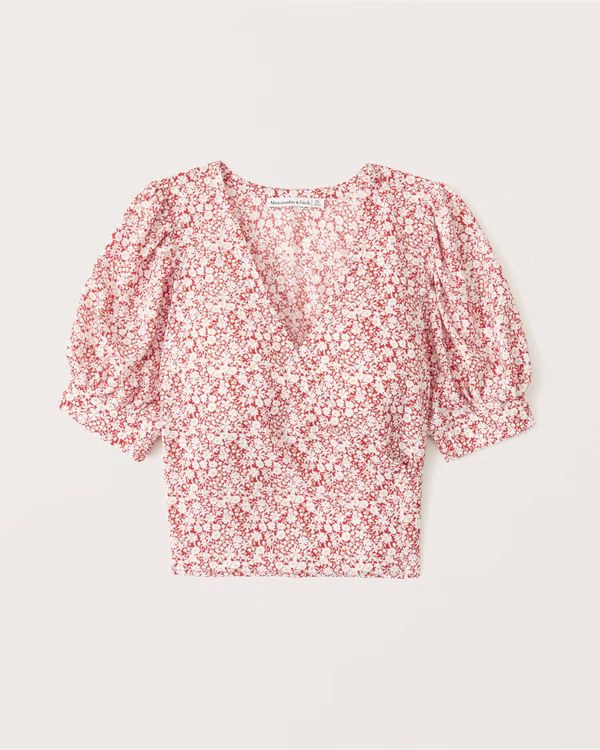 Puff Sleeve Wrap Top | Abercrombie & Fitch (US)