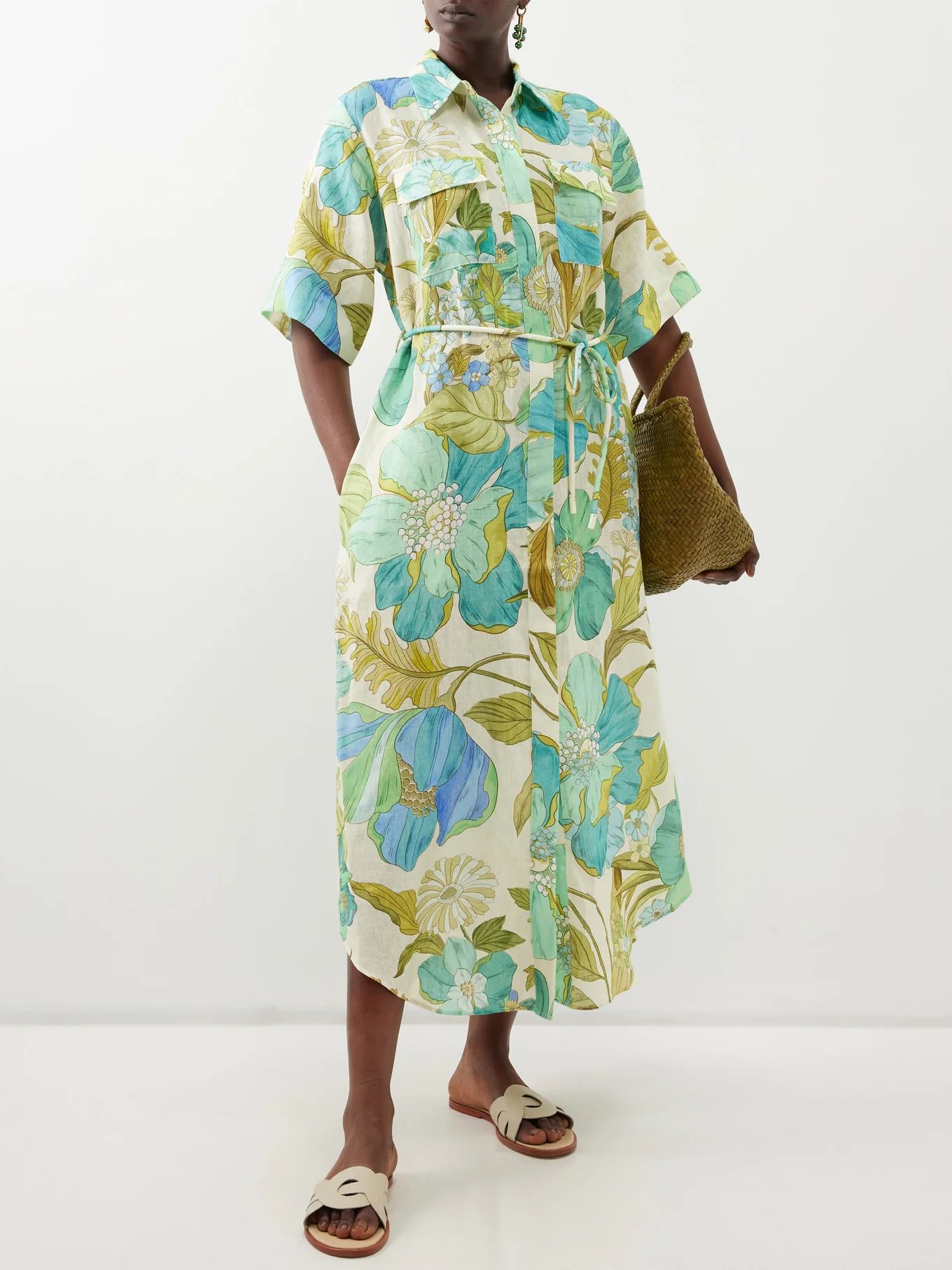 Janis floral-print linen shirt dress | ALÉMAIS | Matches (US)