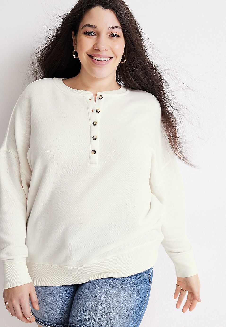 Plus Size Henley Sweatshirt | Maurices