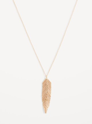 Gold-Toned Metal Fishbone-Pendant Necklace for Women | Old Navy (US)