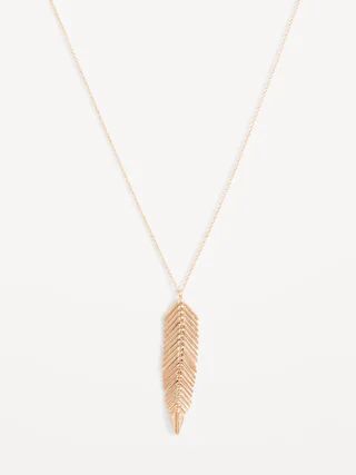 Gold-Toned Metal Fishbone-Pendant Necklace for Women | Old Navy (US)