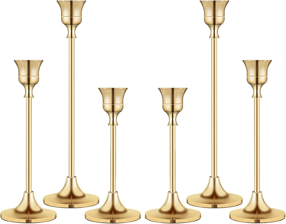 Candlestick Holders,Taper Candle Holder for Candlesticks Gold Brass Vintage Candle Stick Candle H... | Amazon (US)