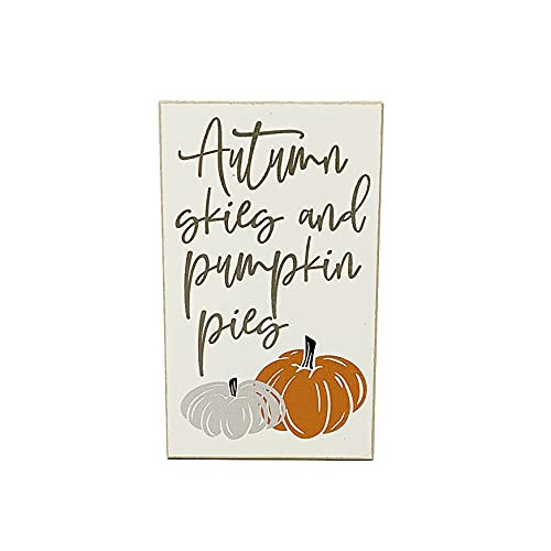 Mini Fall Sign - Autumn Skies and Pumpkin Pies Plaque - October Harvest Home Decor - Tiered Tray ... | Amazon (US)