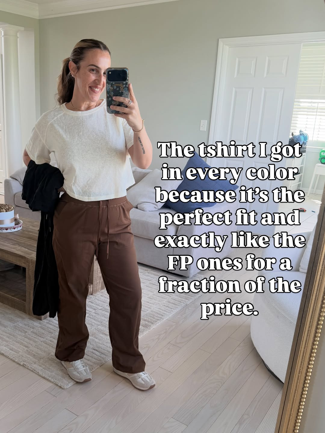 Wearing a medium in all. #basictee #perfecttee #casualmomoutfit #casual 

 #LTKdayinmylife #LTKootd #LTKmomlife