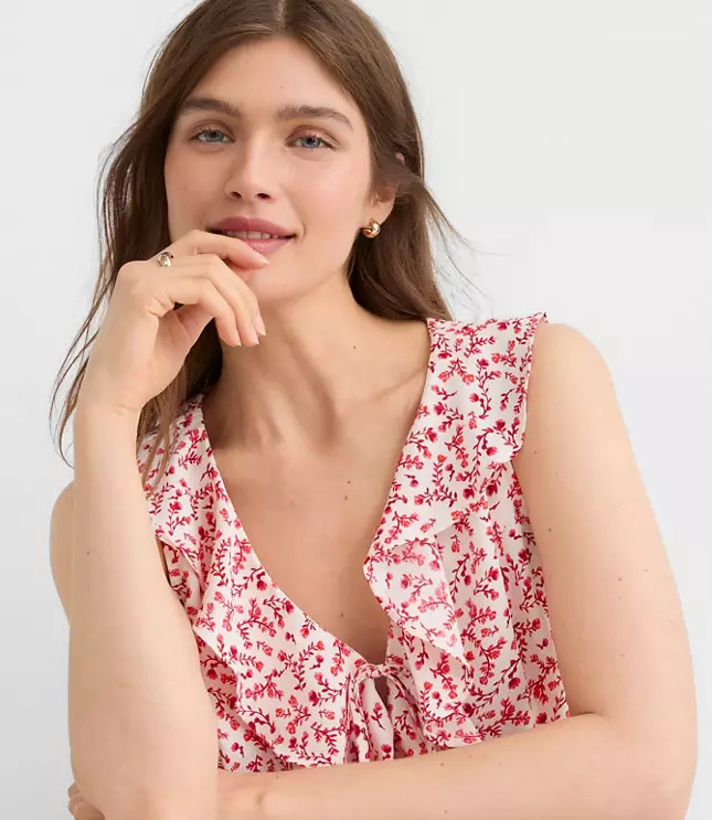 Floral Ruffle Bow Top | LOFT