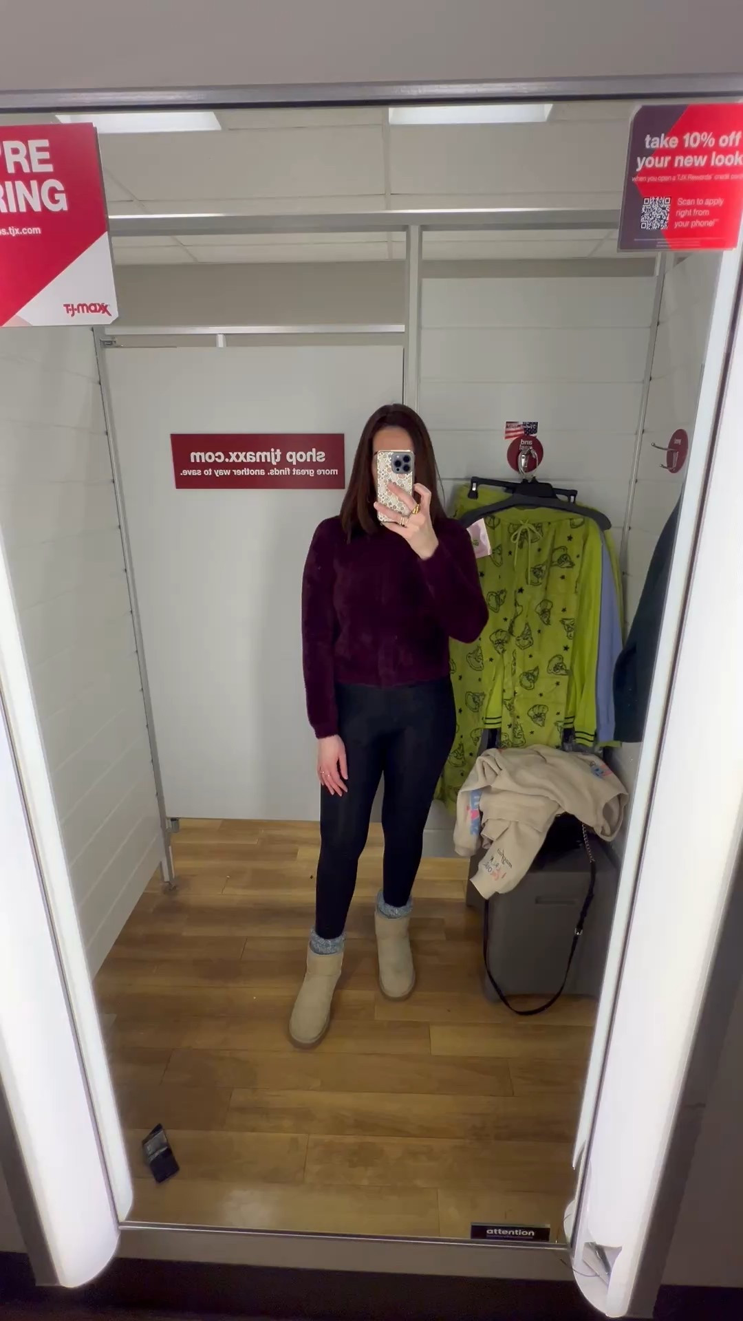 Burgundy fuzzy sweater with embellished neckline (xs). Black faux leather leggings (small). Mini Uggs (9). #sweater #fuzzysweater #burgundysweater #leggings #fauxleatherleggings #blackleggings #uggs #miniuggs #holidayparty #christmasoutfit 
Holiday Party 

#LTKHoliday #LTKSeasonal #LTKFindsUnder100