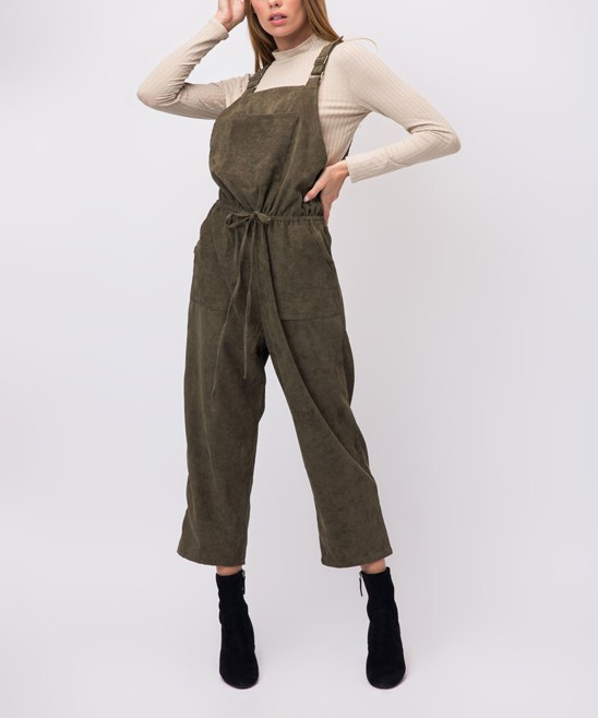 COZY CASUAL Women's Jumpsuits OLIVE - Olive Corduroy Jumpsuit - Women | Zulily