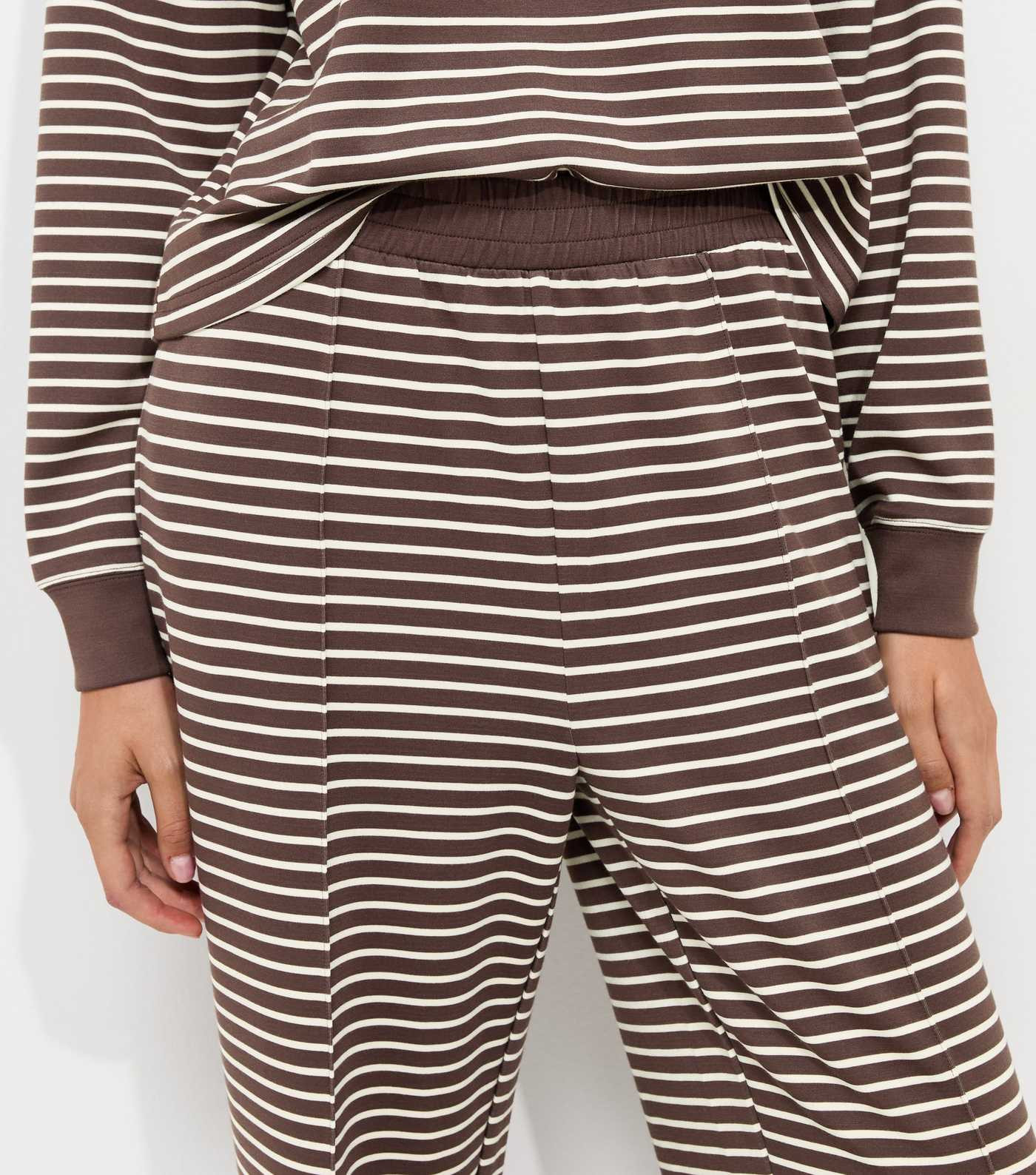 Premium Brown Striped Wide Leg Jogger Trousers | New Look | New Look (UK)