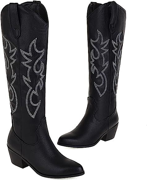 MeiLuSi Women's Cowgirl Boots for Women Embroidered Knee High Cowboy Boots Fashion Pull on Tall W... | Amazon (US)