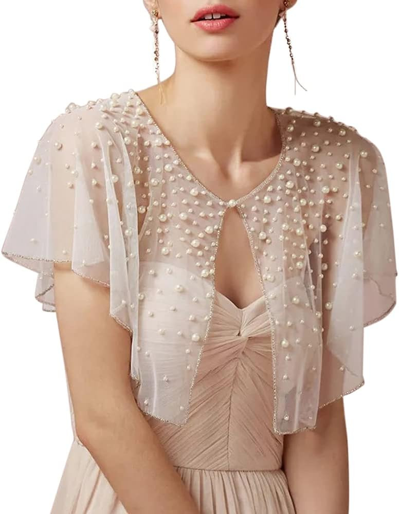 This item:  ULAPAN Pearls Wedding Capes Shawl Wrap Shrug Bridal Dress Jackets Flapper Bolero Cove... | Amazon (US)