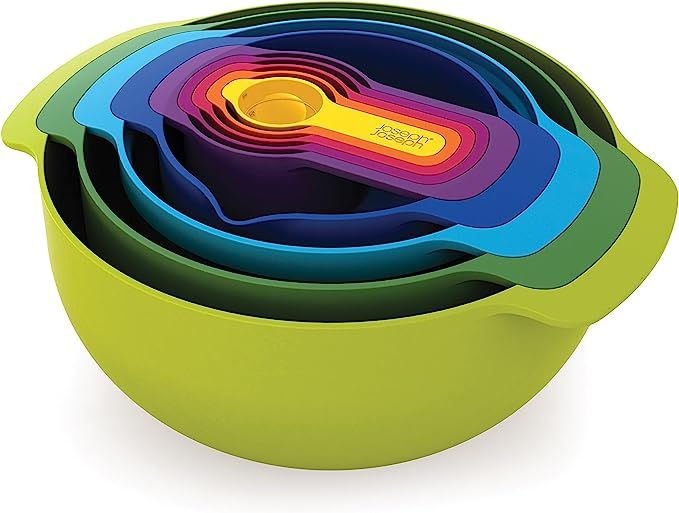 Joseph Joseph 40087 Nest 9 Nesting Bowls Set with Mixing Bowls Measuring Cups Sieve Colander, 9-P... | Amazon (US)