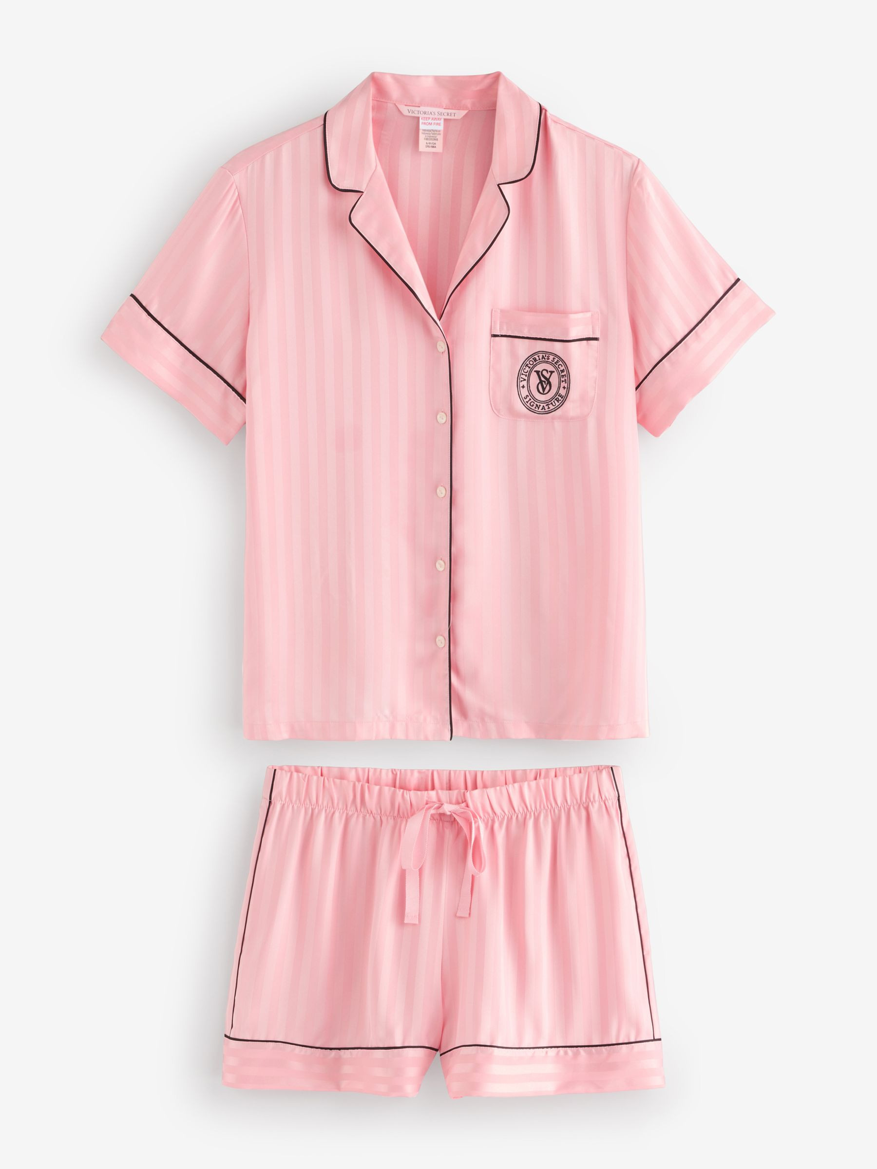 Pretty Blossom Pink Stripe Satin Short Pyjama Set | Victoria's Secret UK | Victoria's Secret UK