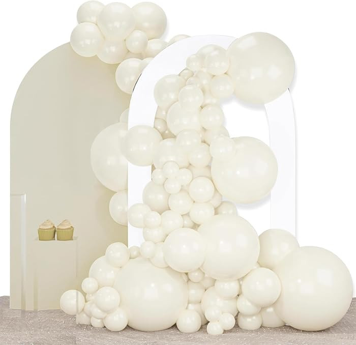 PartyWoo Beige Balloons 140pcs Cream Ivory Different Sizes 18 12 10 5 Inch | Amazon (US)