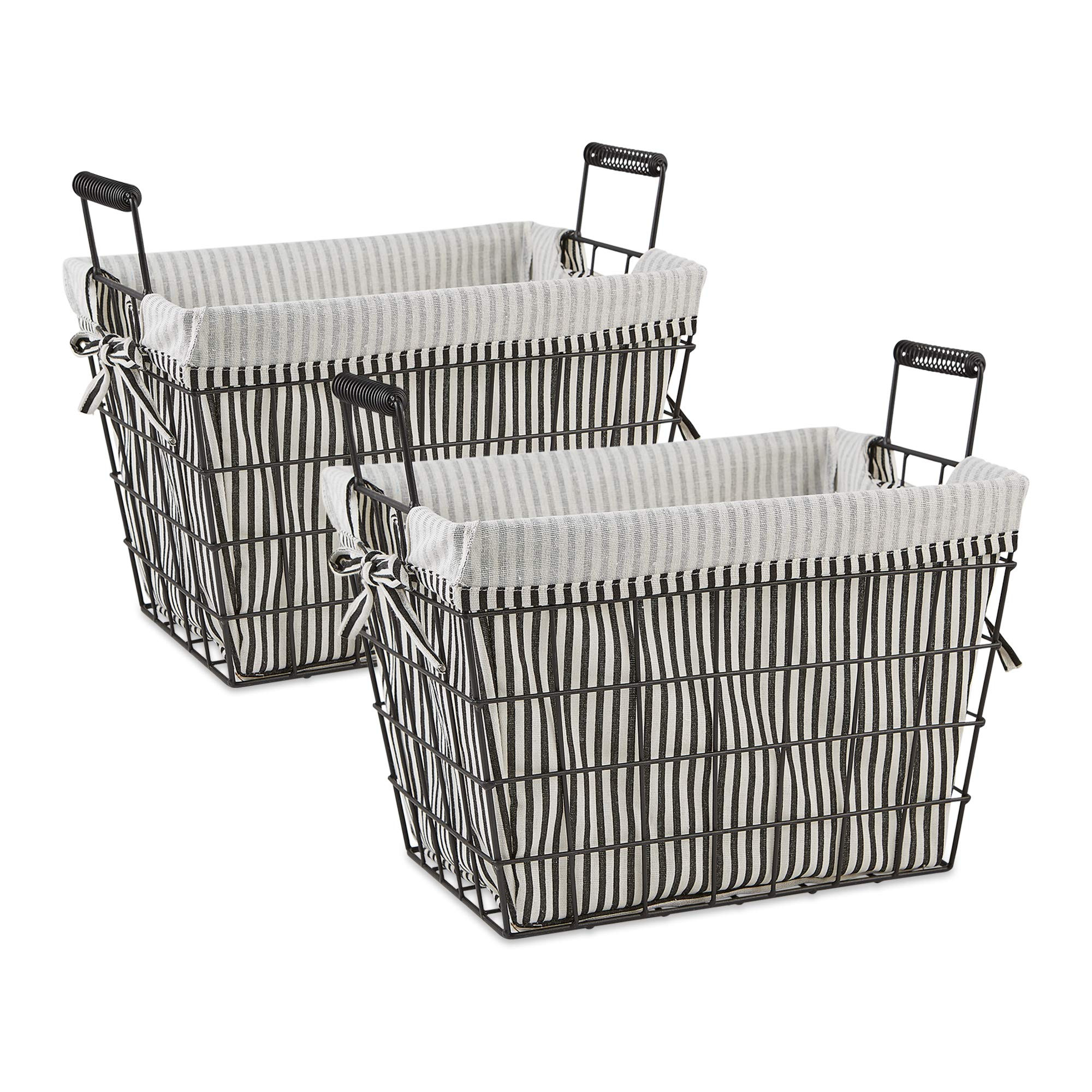 DII Metal Farmhouse Lined Basket, Contemporary Storage Container, Ticking Stripe, Assorted | Amazon (US)