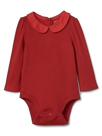 Woven collar long sleeve bodysuit | Gap US