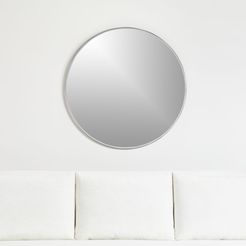 Edge Silver Round 36" Wall Mirror + Reviews | Crate and Barrel | Crate & Barrel